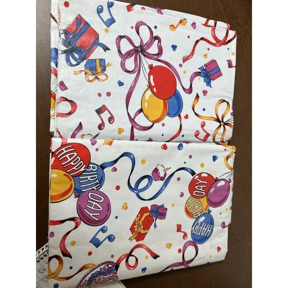 Vintage Flannel Back Tablecloth Birthday Party  Square 52x52